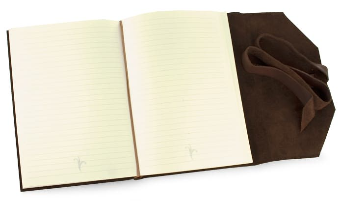 Wrap Soft Brown Italian Leather Journal with Lace Up Tie- Lined- 9''x7'' - Image 2