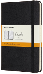 Moleskine Notebook. Medium. Ruled. Black. Hard Cover (4.5 x 7)