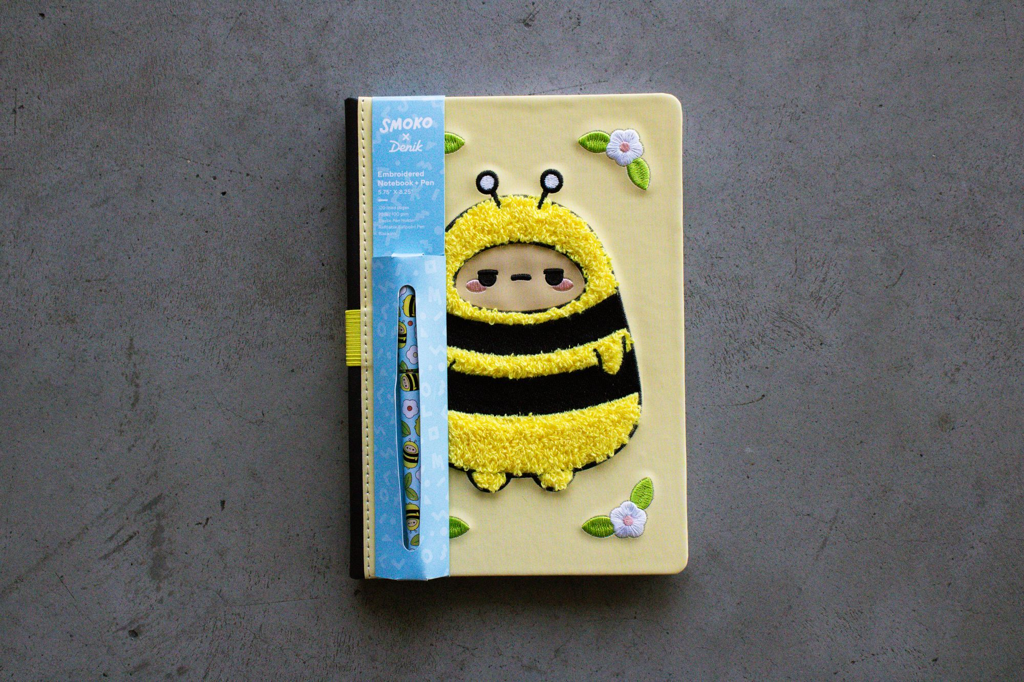 Smoko Bee Embroidered Journal with Pen - Image 4