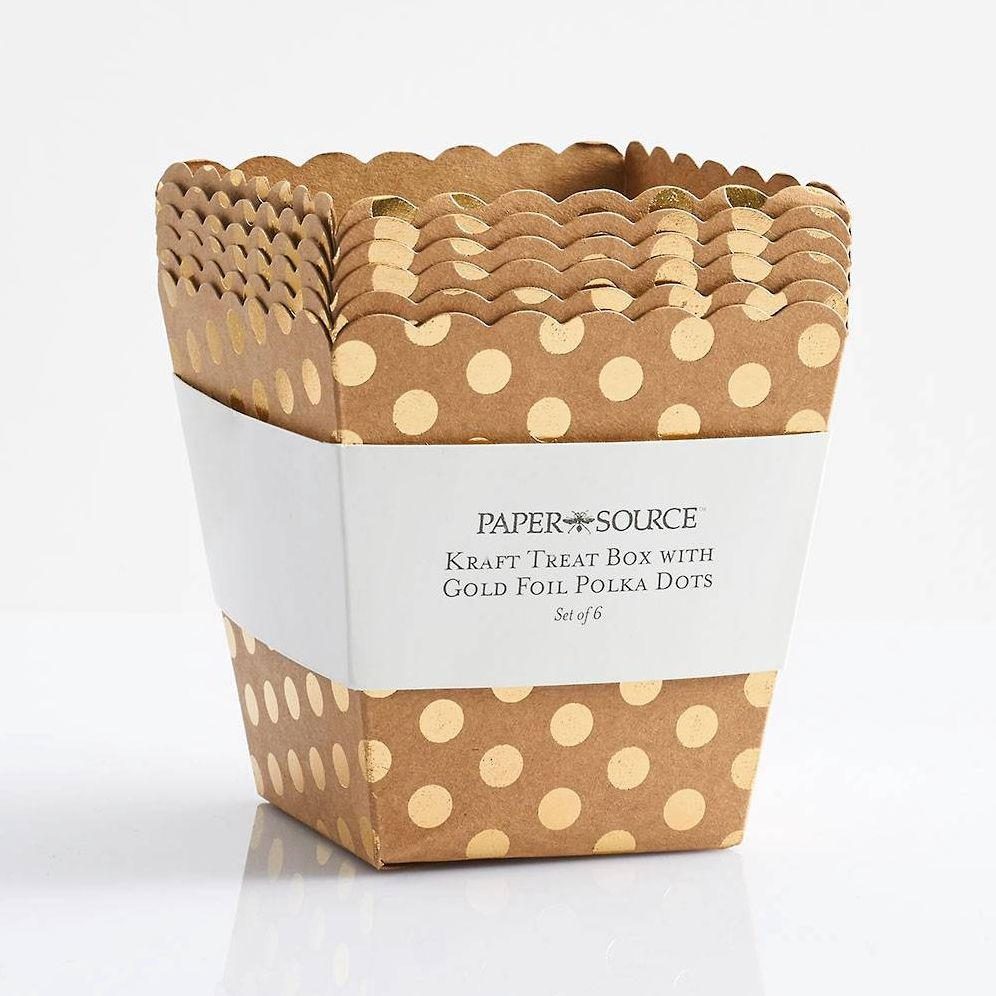 Kraft Treat Box with Gold Foil Polka Dots - Image 2