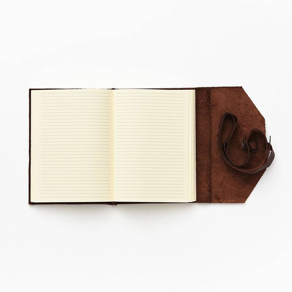 Wrap Soft Brown Italian Leather Journal with Lace Up Tie- Lined- 9''x7'' - Image 4