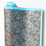 Gold Wavy Marble on Blue Handmade Paper