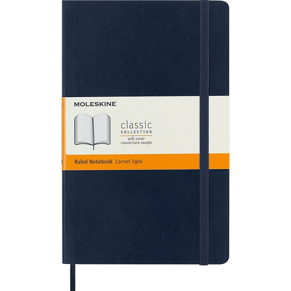 Moleskine Classic Notebook. Large. Ruled. Sapphire Blue. Soft Cover (5 x 8.25)