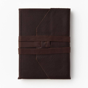 Wrap Soft Brown Italian Leather Journal with Lace Up Tie- Lined- 9''x7''