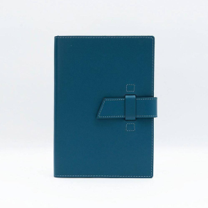 Blue Leather Journal with Leather Flap Closure and Lined Pages