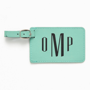 Tommaso Monogram Teal Luggage Tag