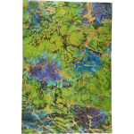 Green with Blue and Gold Marbling Handmade Paper