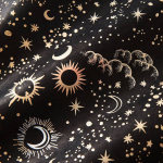 Gold Sun Moon and Star on Black Handmade Paper