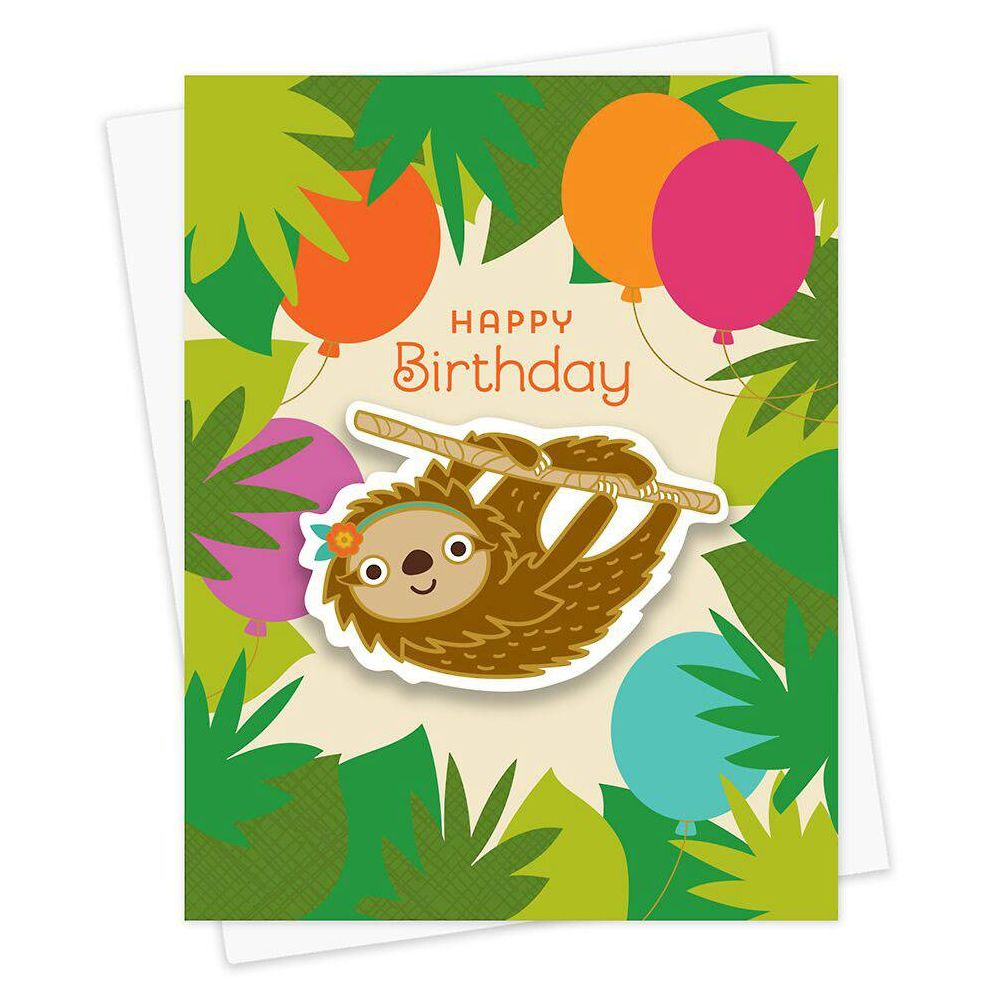 Sloth Sticker Birthday Card