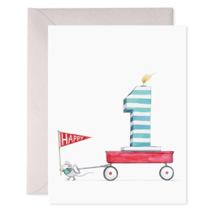 1st Birthday Red Wagon Card