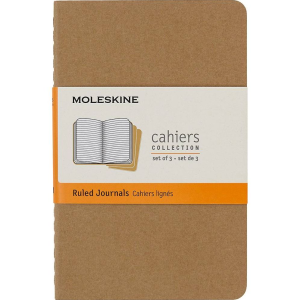 Moleskine Cahier Journal (Set of 3). Pocket. Ruled. Kraft Brown. Soft Cover (3.5 x 5.5): set of 3 Ruled Journals