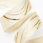 Cream/Gold Marble Ribbon 1 10 YD