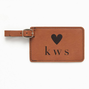 Monogram Heart Brown Luggage Tag