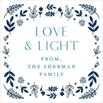 Blue Floral Hanukkah Gift Tag Label