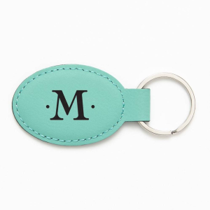 Single Initial Monogram Teal Key Fob
