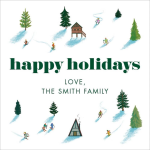 Cabin Skiers Holiday Gift Tag Label
