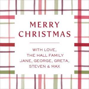 Cozy Watercolor Plaid Holiday Gift Tag Label