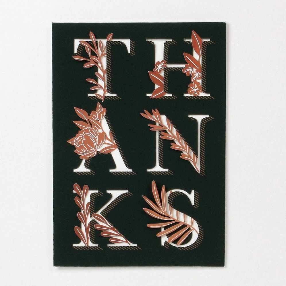 Laser Cut Pink Floral Thank You Card