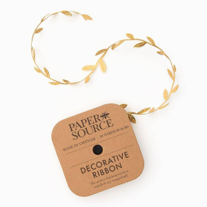 Gold Metallic Leaves Ribbon 1 10 YD