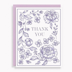 Delicate Linework Floral Thank You Stationery Set