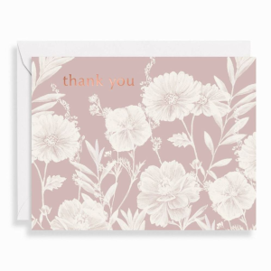 Neutral Stripe Floral Thank You Card Set