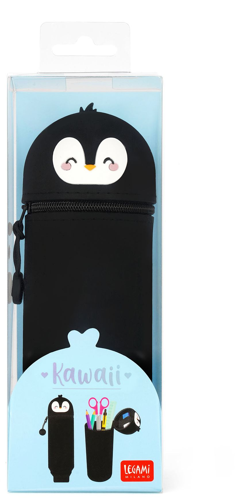 Legami 2-In-1 Silicone Pencil Case - Kawaii - Penguin - Image 2