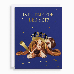 Sleepy NYE Dog Holiday Card Set