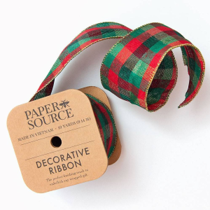 Wired Ribbon Red/Green/Gold Check 2.5 10 YD