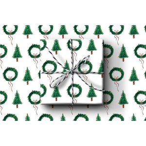 Tree & Wreath Holiday Flat Wrap