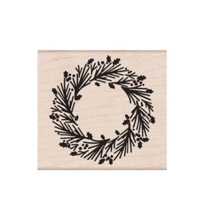 Graphical Wreath Wood Block Stamp
