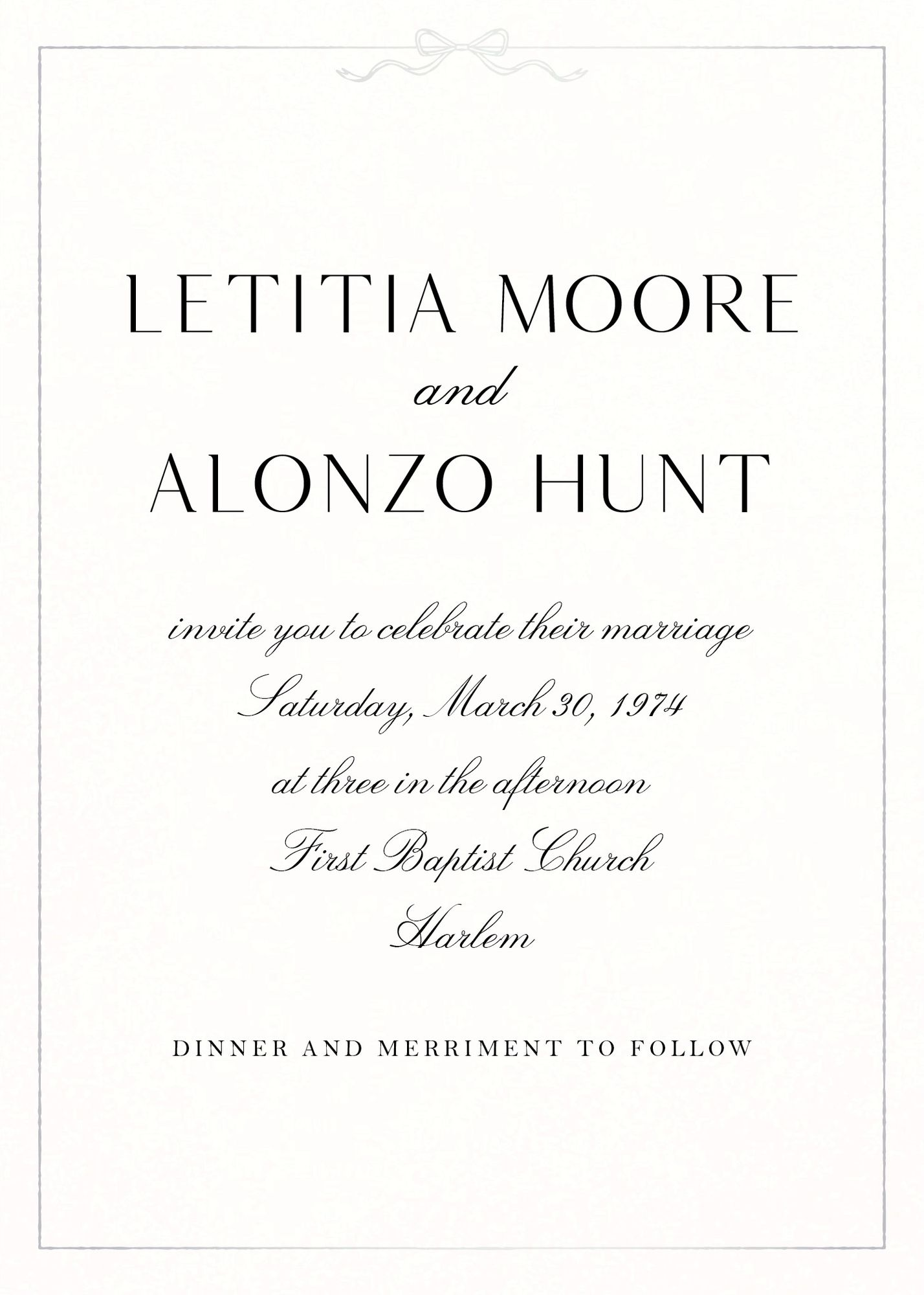 Bow Border Foil Wedding Invitation - Image 3