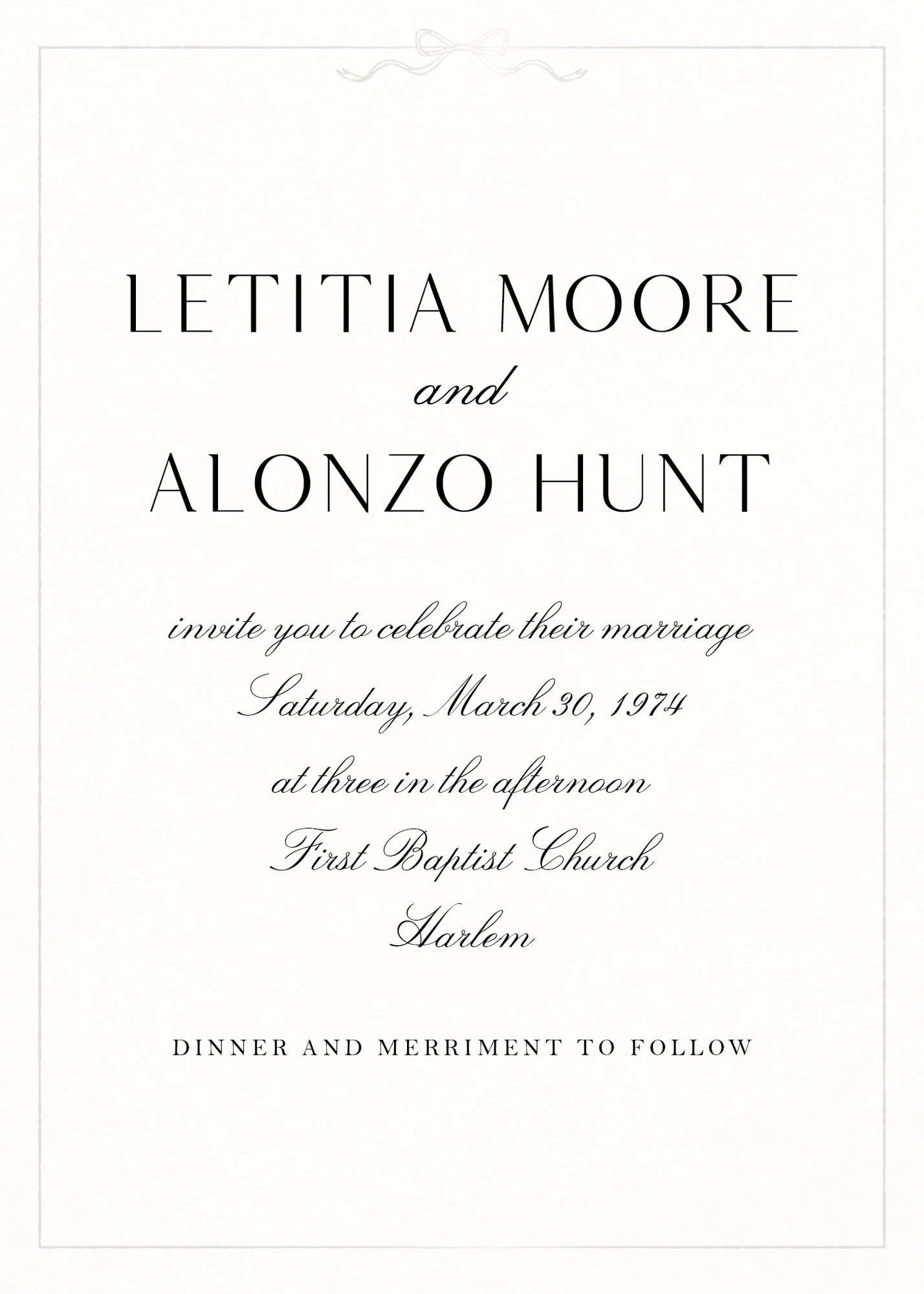 Bow Border Foil Wedding Invitation - Image 2