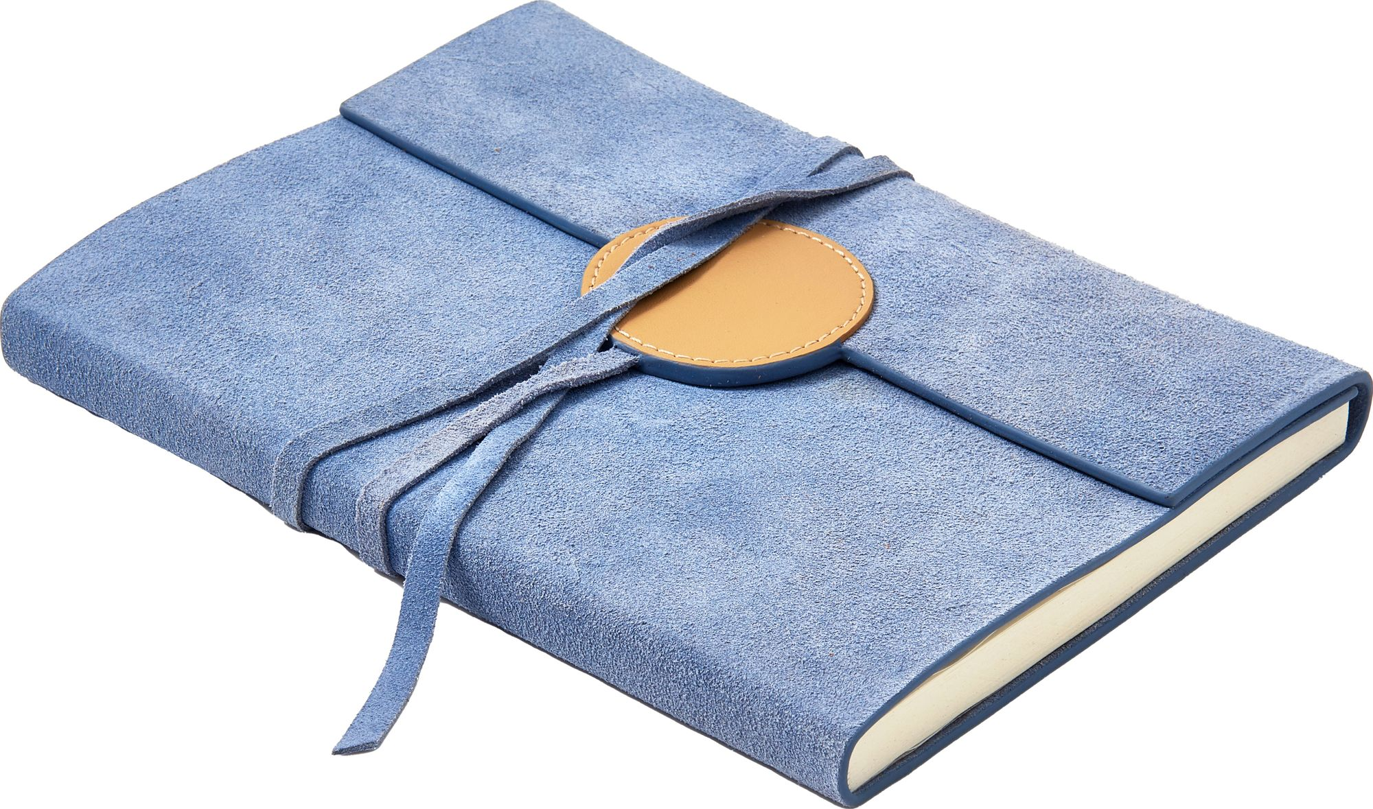 Periwinkle Suede Flap Journal with Round Leather Detail - Image 2