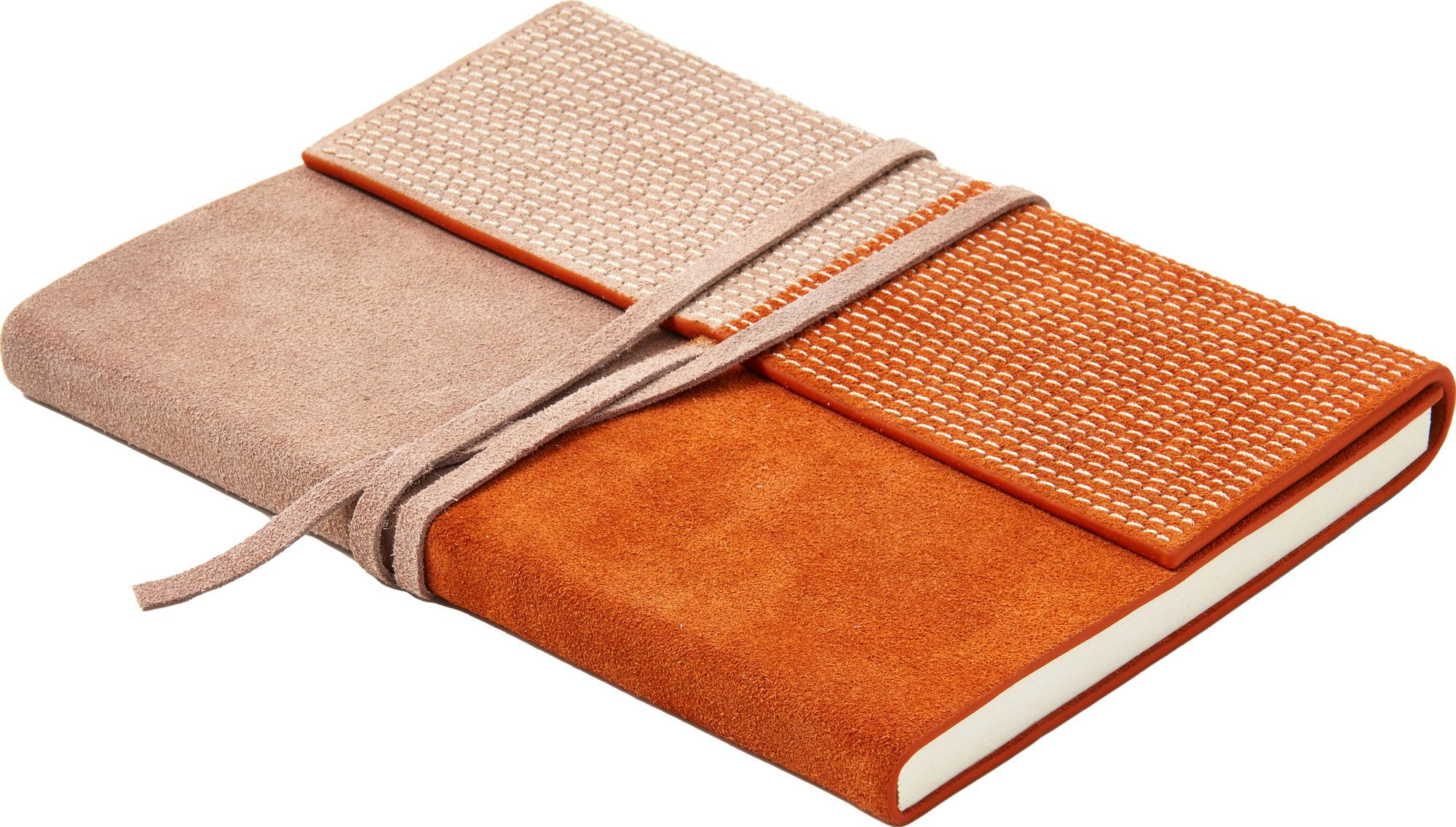 Terracotta Suede Block Design Journal with Stitch Detail - Image 4