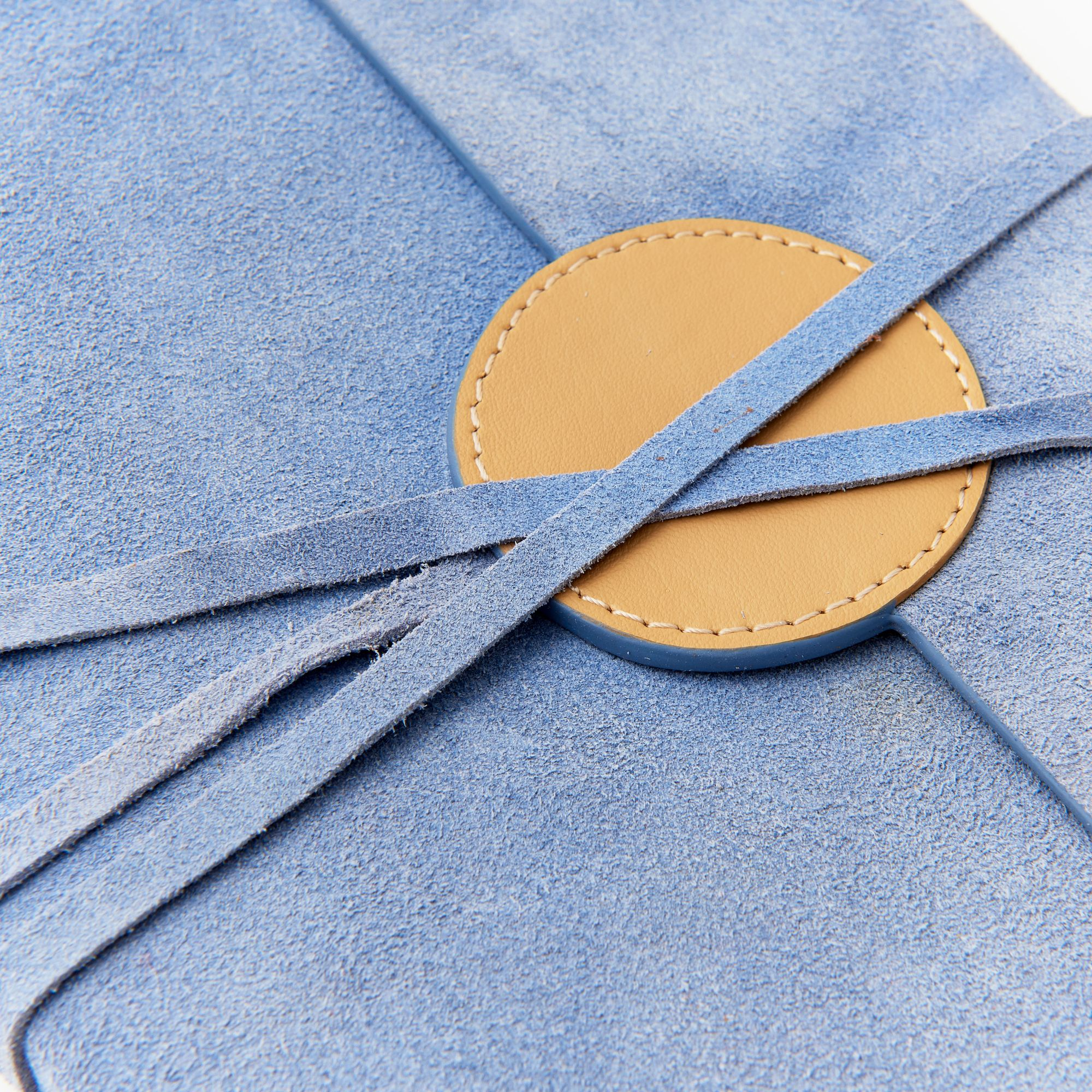 Periwinkle Suede Flap Journal with Round Leather Detail - Image 4