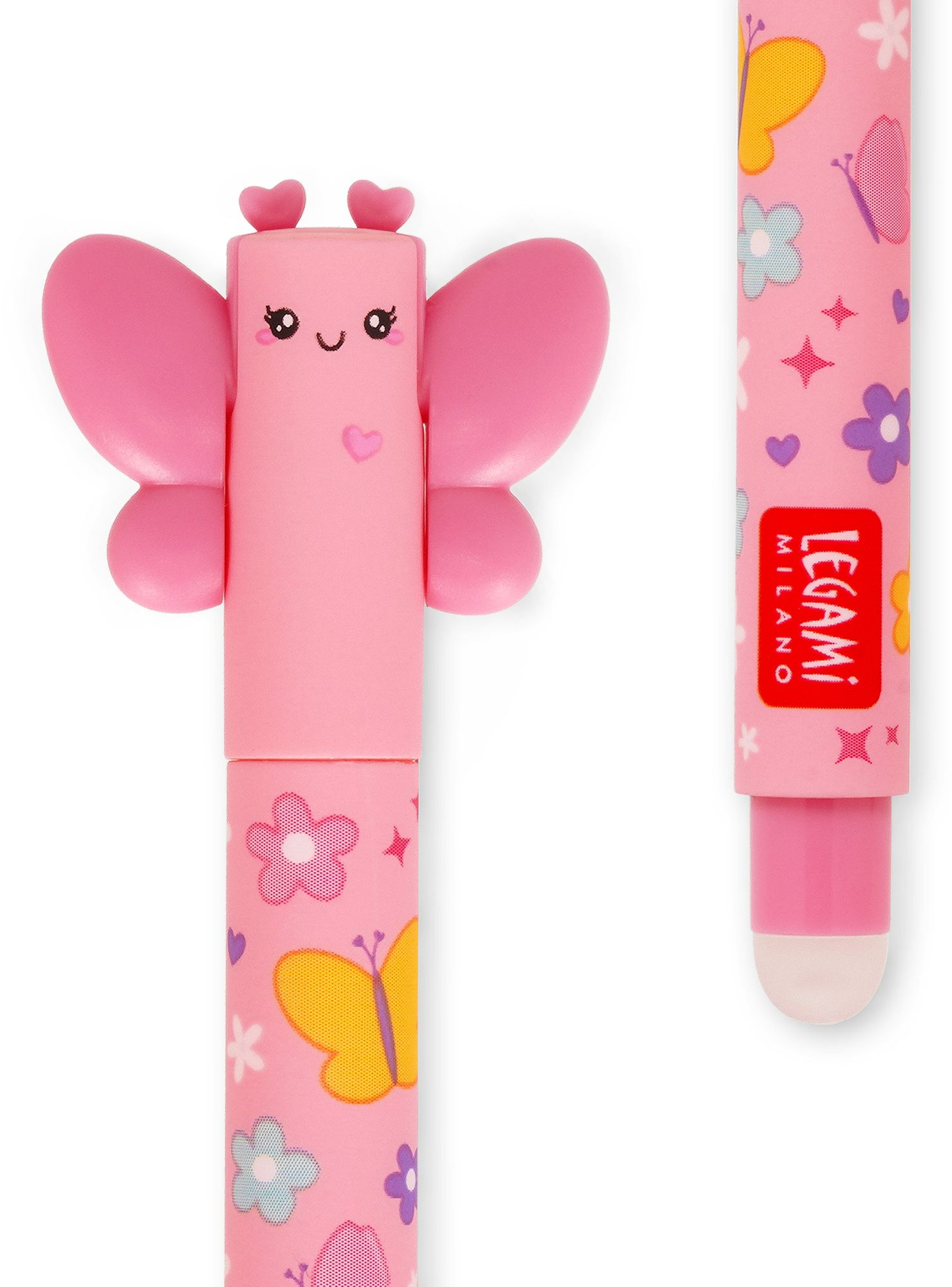 Butterfly Erasable Gel Pen - Pink Ink - Image 2