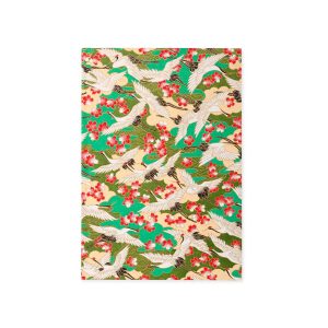 Essential Medium Lined Notebook Red Blossom / Cranes / Green