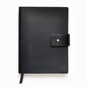 Jeremiah Brent Black Leather Journal with Snap Closure