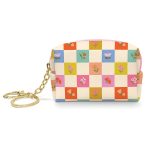 Checkerboard Blooms Keychain Pouch