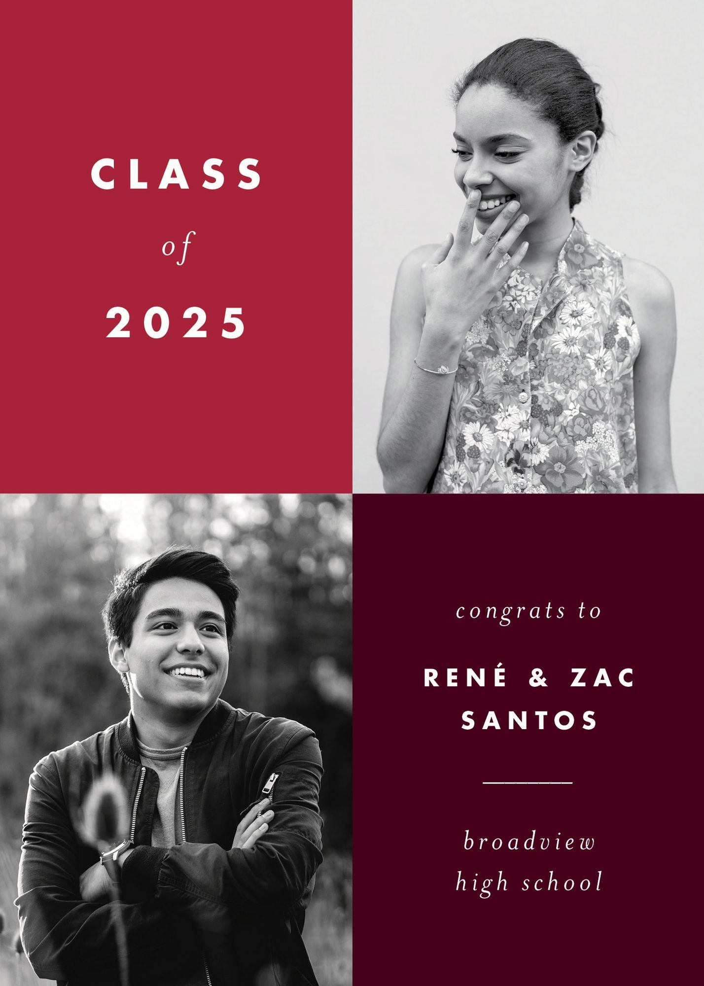 Color Blocks Dual Photo Graduation Announcement - Image 2
