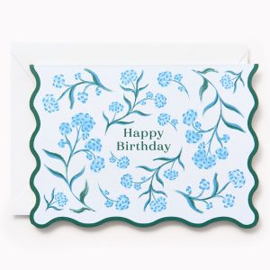 Blue Floral Wave Birthday Card