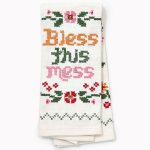 Bless This Mess Cross Stitch Dish Towel