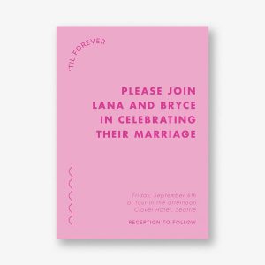 Swish on Pink Wedding Invitation