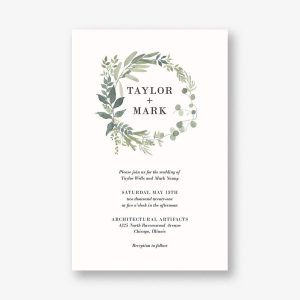 Greenery Wreath Wedding Invitation