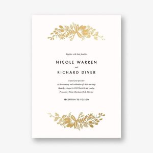 Floral Silhouette Foil Wedding Invitation