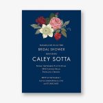 Vintage Floral On Navy Bridal Shower Invitation