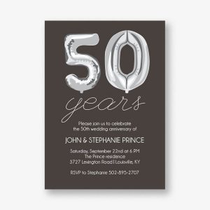 Fifty Years Balloons Anniversary Party Invitation