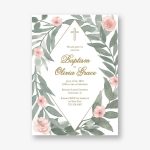 Greenery Blossoms Baptism Invitation