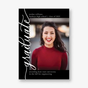 Vertical Script Graduation Announcement