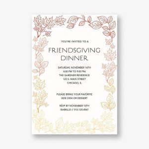Linework Leaves Party Invitation